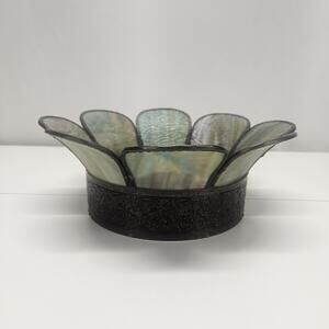 Vintage Slag Glass Shade Topper Faux Iridescent Panel Lamp Shade Top Crown